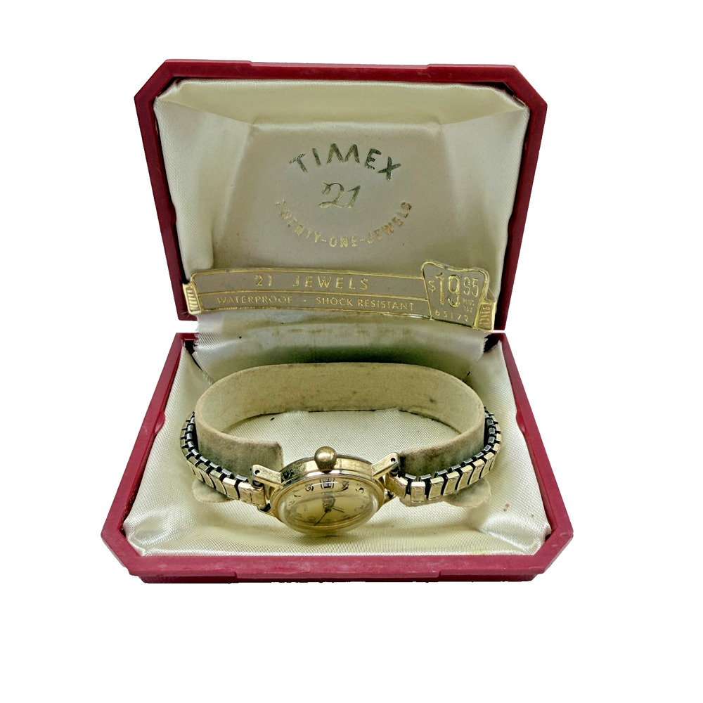 Vintage Ladies Timex Wind Up Watch Gold Full Set (Non-Functional)